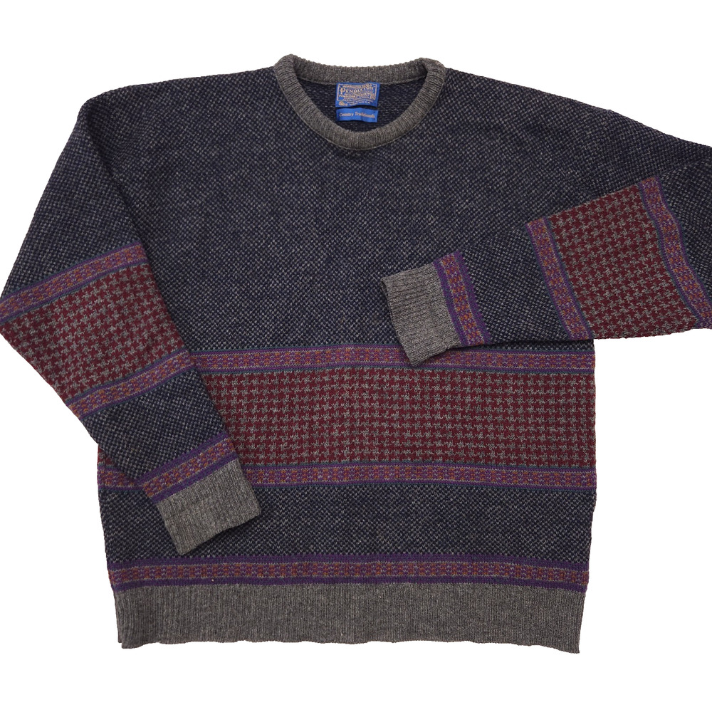 Vintage Pendleton Wool Knit Sweater Men's XL Country Traditionals Striped